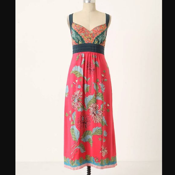 Anthropologie Dresses & Skirts - EDME & ESYLLTE pink silk Equinox Calling floral maxi dress